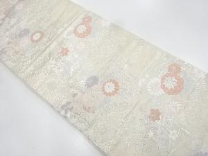 リサイクル　花々模様織出し袋帯